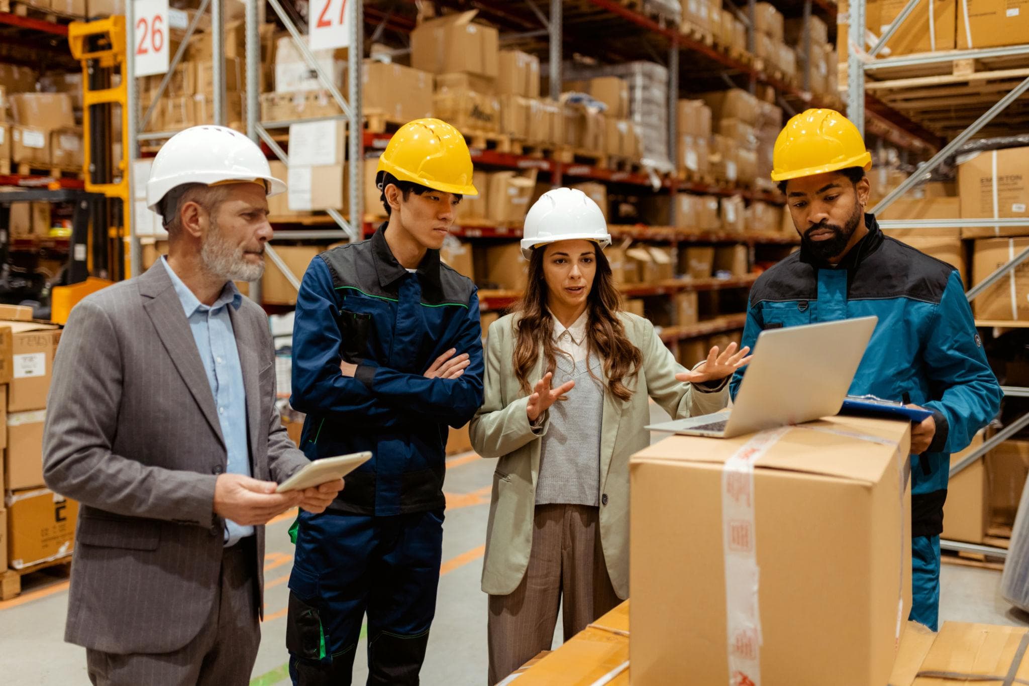 Loaded delivery vehicle being dispatched from an Alpha Ace-coordinated warehouse
